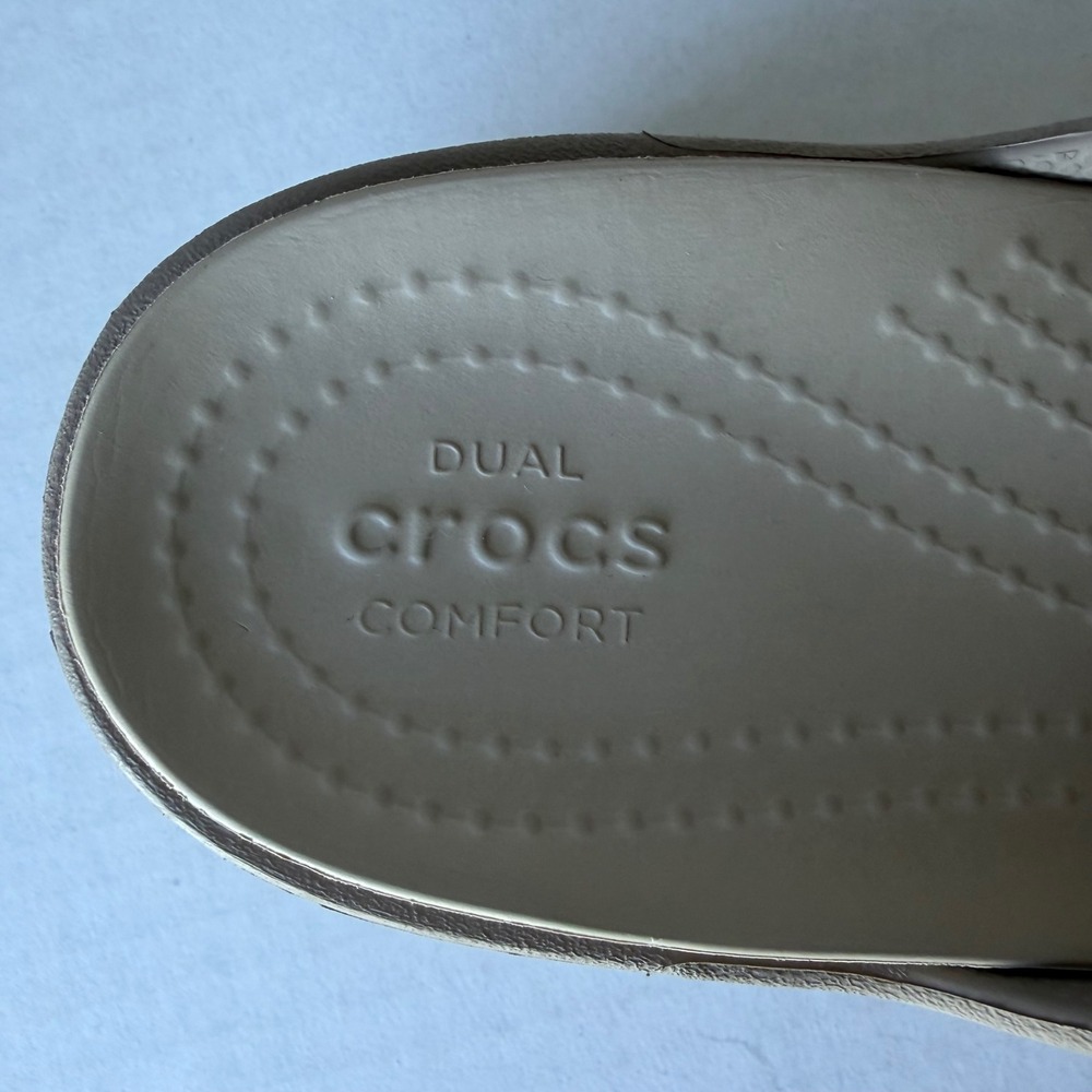 Crocs Sandal Taupe Tan Wedge Slide Womens 9 - Picture 10 of 12